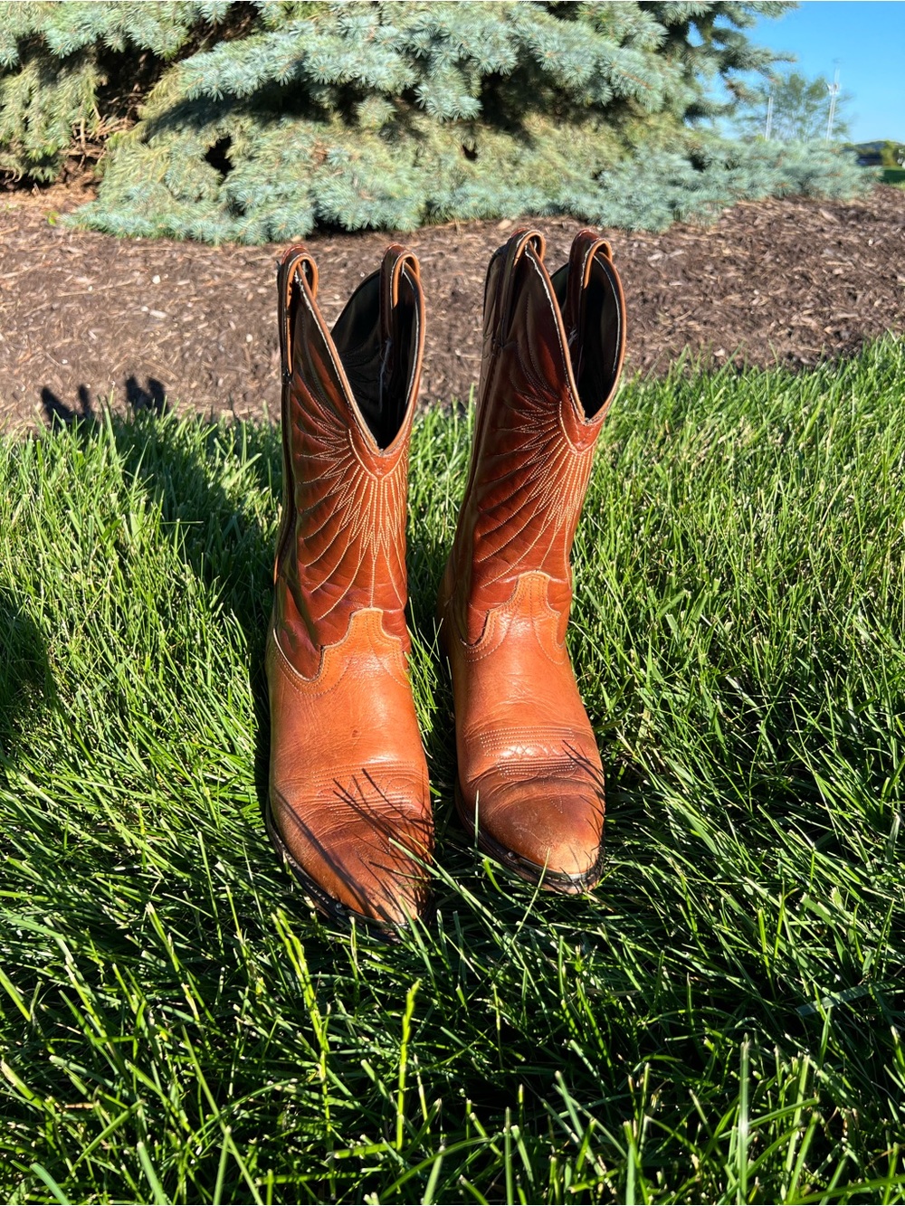 Laredo Brown Leather Western Riding Heeled Boots